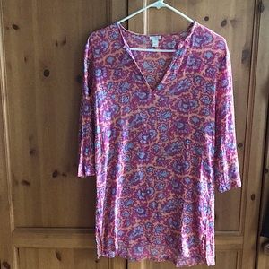 J. Crew floral pink tunic